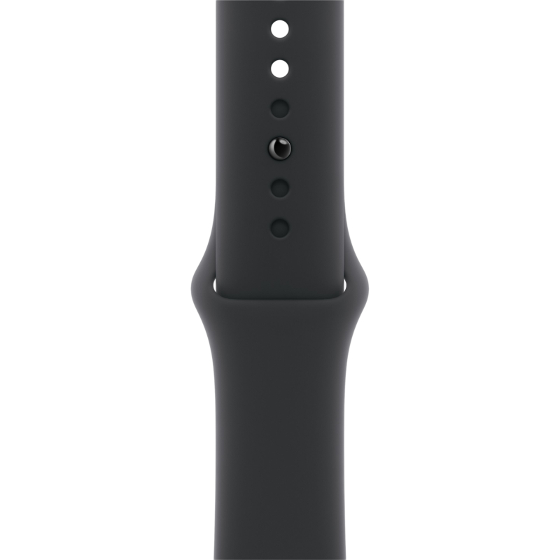 На фото изображено Apple Watch Series 11, 42 мм, корпус из алюминия цвета «Чёрный оникс», спортивный ремешок, размер S/M