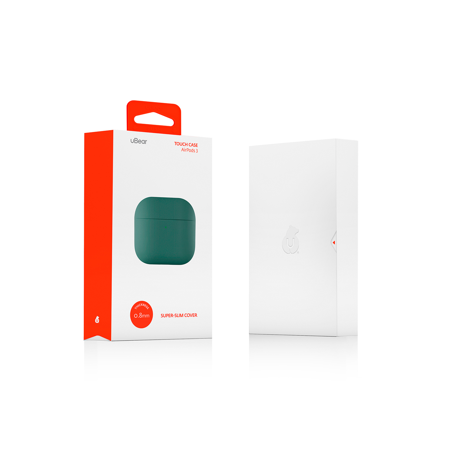 На фото изображено Ультратонкий силиконовый чехол Touch Case для AirPods 3, зелёный