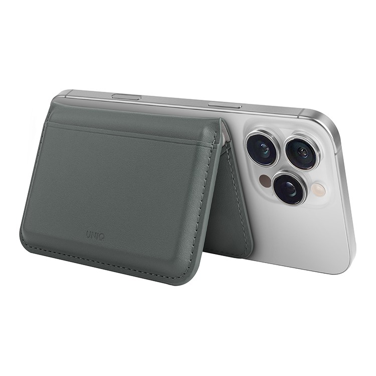 На фото изображено Бумажник Uniq Lyden DS, Lichen Green/Ivory