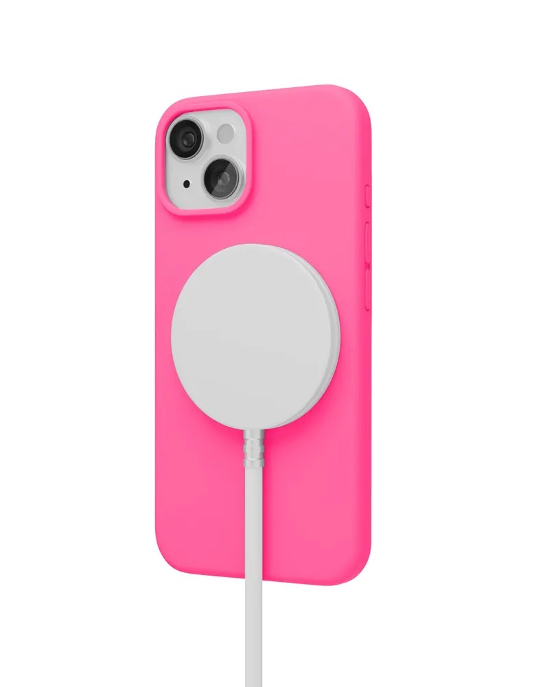 Чехол защитный VLP Aster Case с MagSafe для iPhone 14/15, неоновый розовый