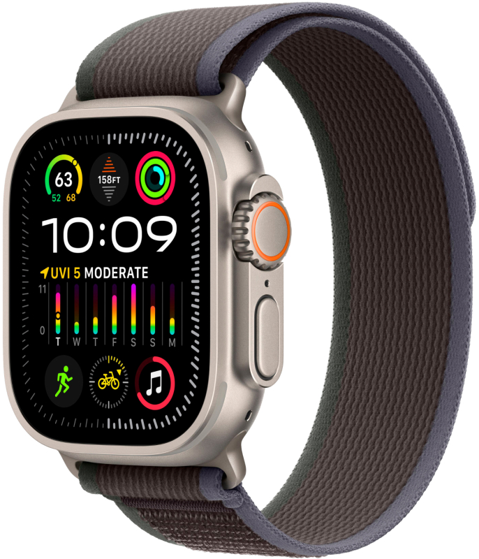 Apple Watch Ultra 2 GPS + Cellular, 49 мм, корпус из титана, ремешок Trail цвет Сине/черный, S/M