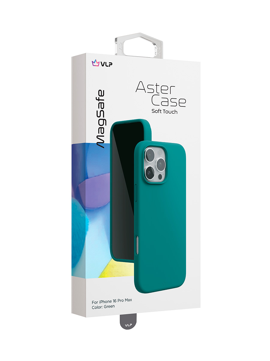 Чехол защитный VLP Aster Case с MagSafe для iPhone 16 Pro Max, зеленый