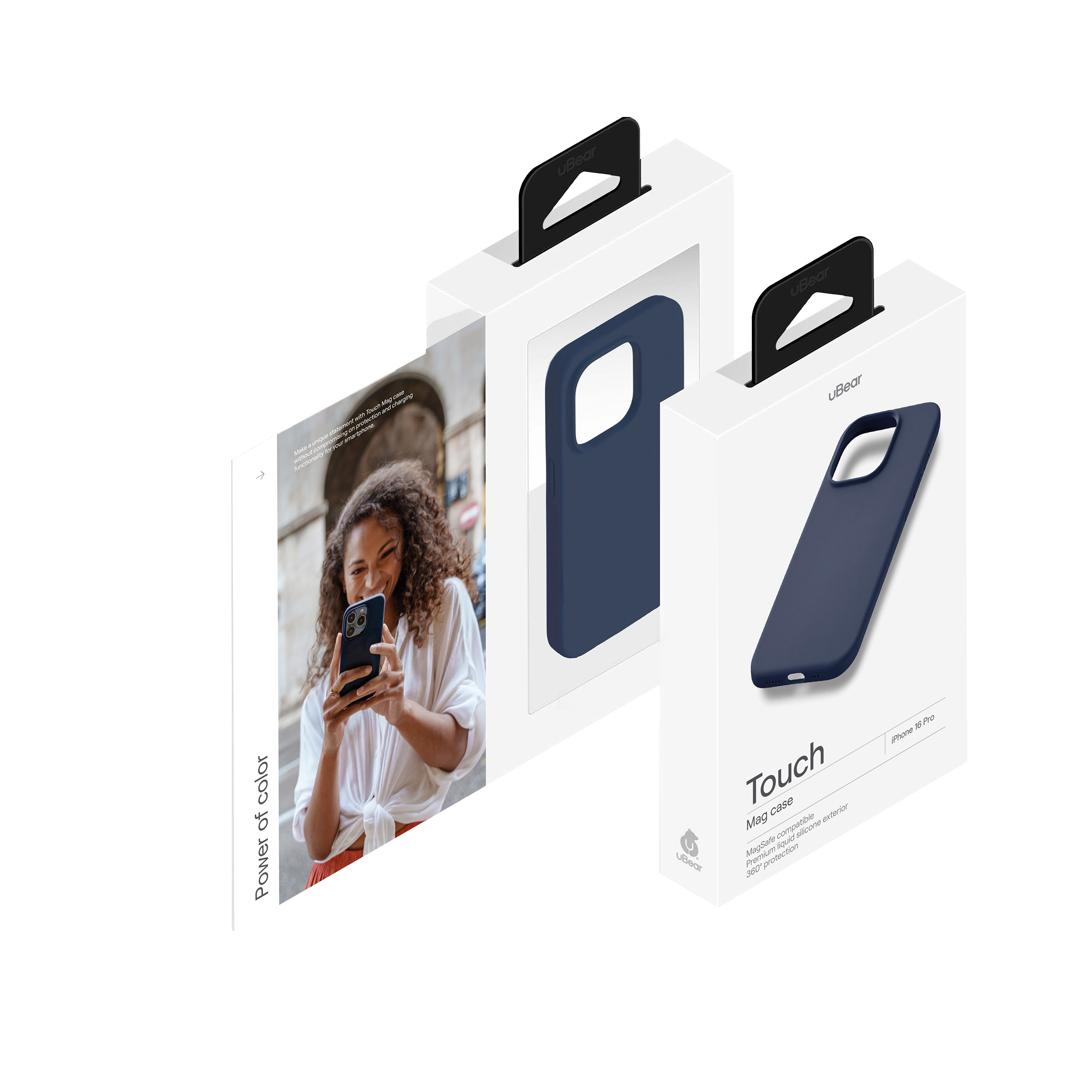На фото изображено Чехол защитный uBear Touch Mag Case для iPhone 16 Pro, темно-синий