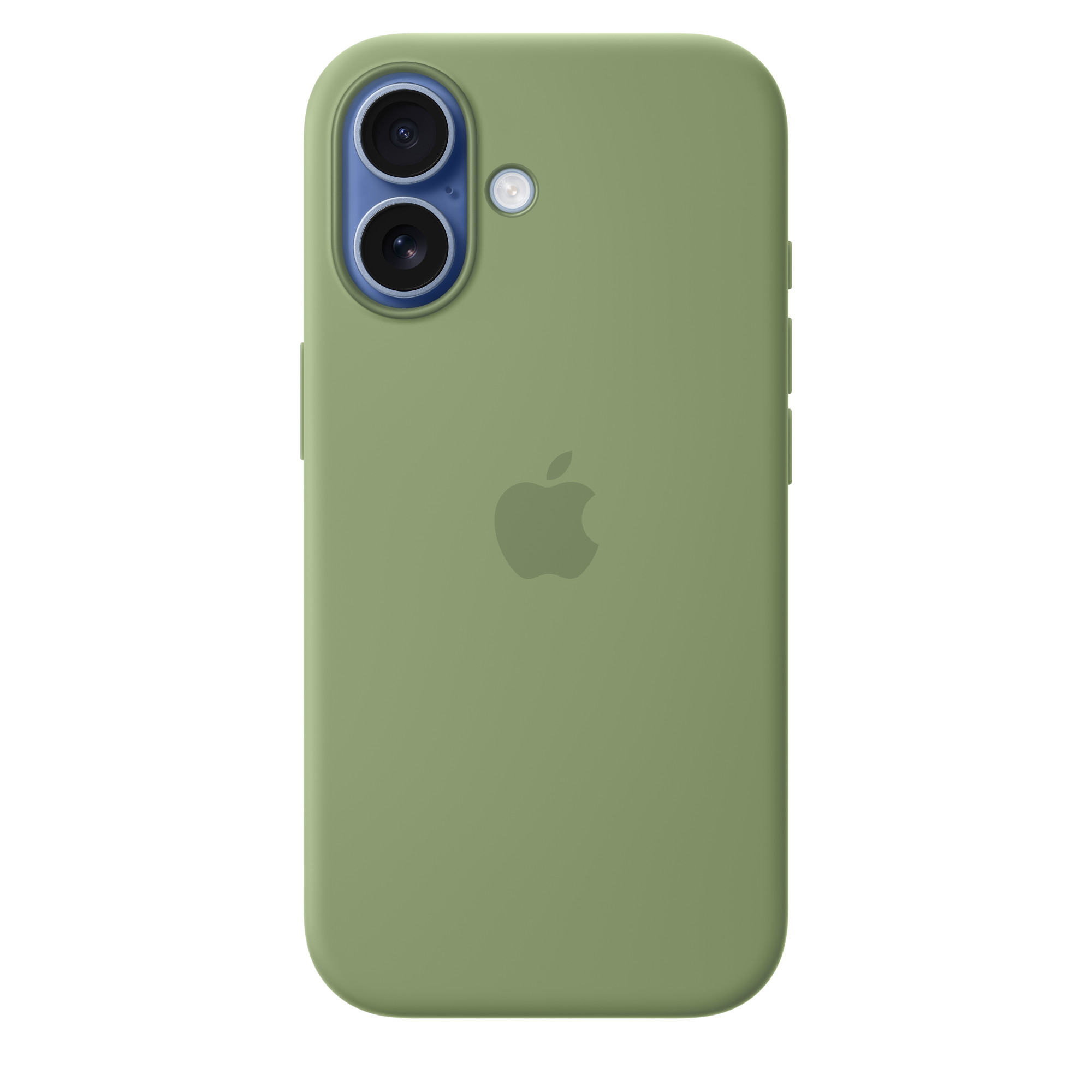 На фото изображено Чехол защитный Apple Silicone Case with MagSafe для iPhone 17, зелёный