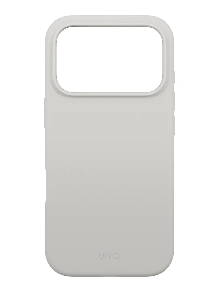На фото изображено Чехол Uniq Lino MagSafe для iPhone 17 Pro, серый