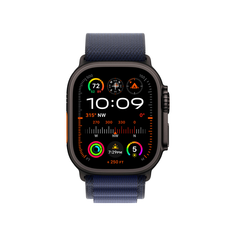 Apple Watch Ultra 2 GPS + Cellular, 49 мм, корпус из черного титана, ремешок Alpine темно-синего цвета, размер S