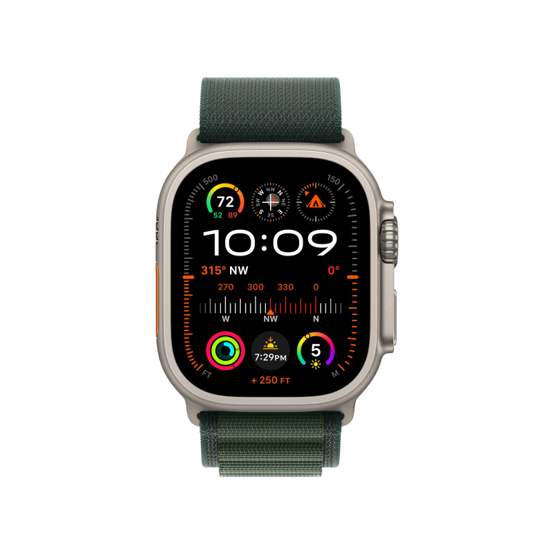 Apple Watch Ultra 2 GPS + Cellular, 49 мм, корпус из бежевого титана, ремешок Alpine зелёного цвета, размер S