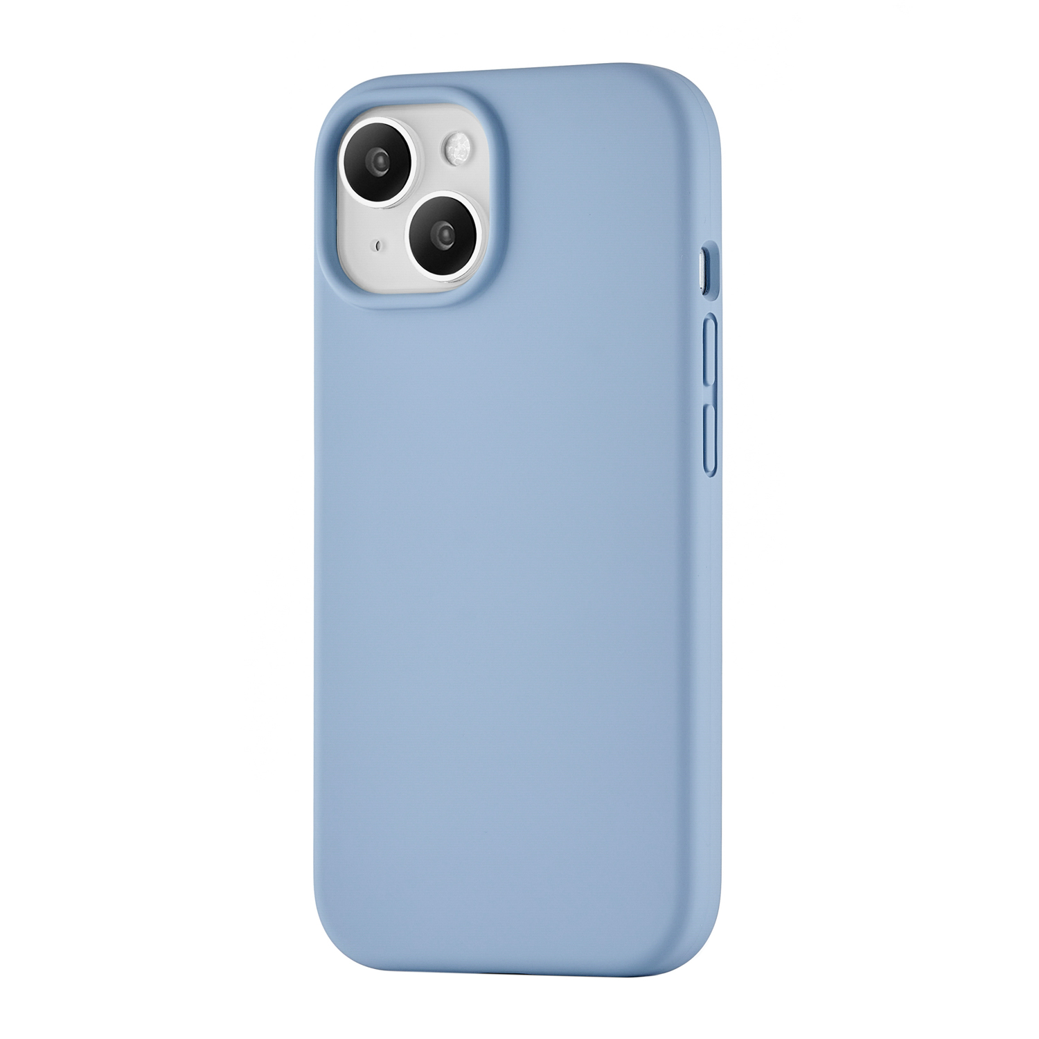 На фото изображено Чехол защитный uBear Touch Mag Case для iPhone 15, голубой