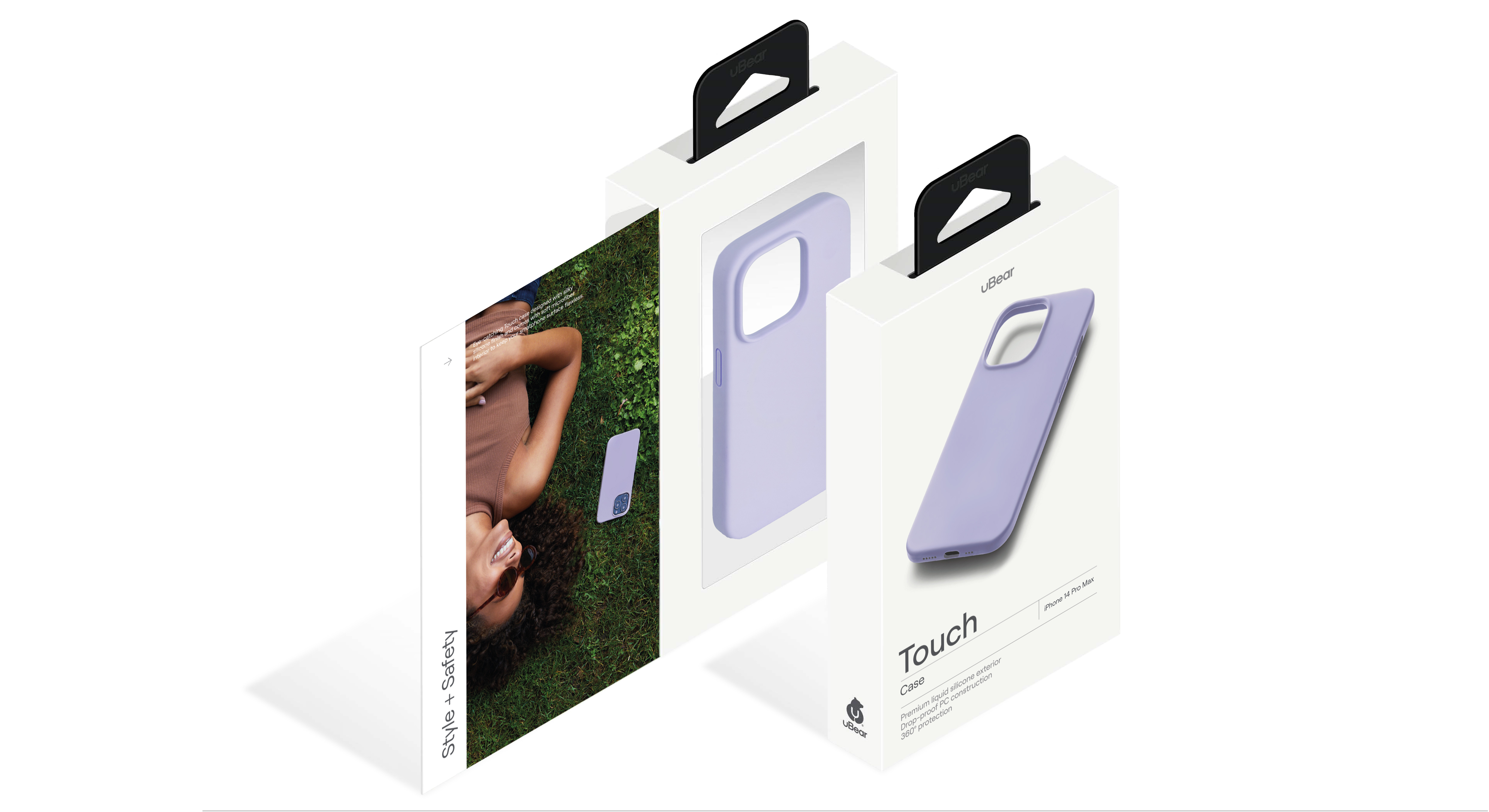 На фото изображено Чехол защитный uBear Touch Case для iPhone 14 Pro Max, фиолетовый