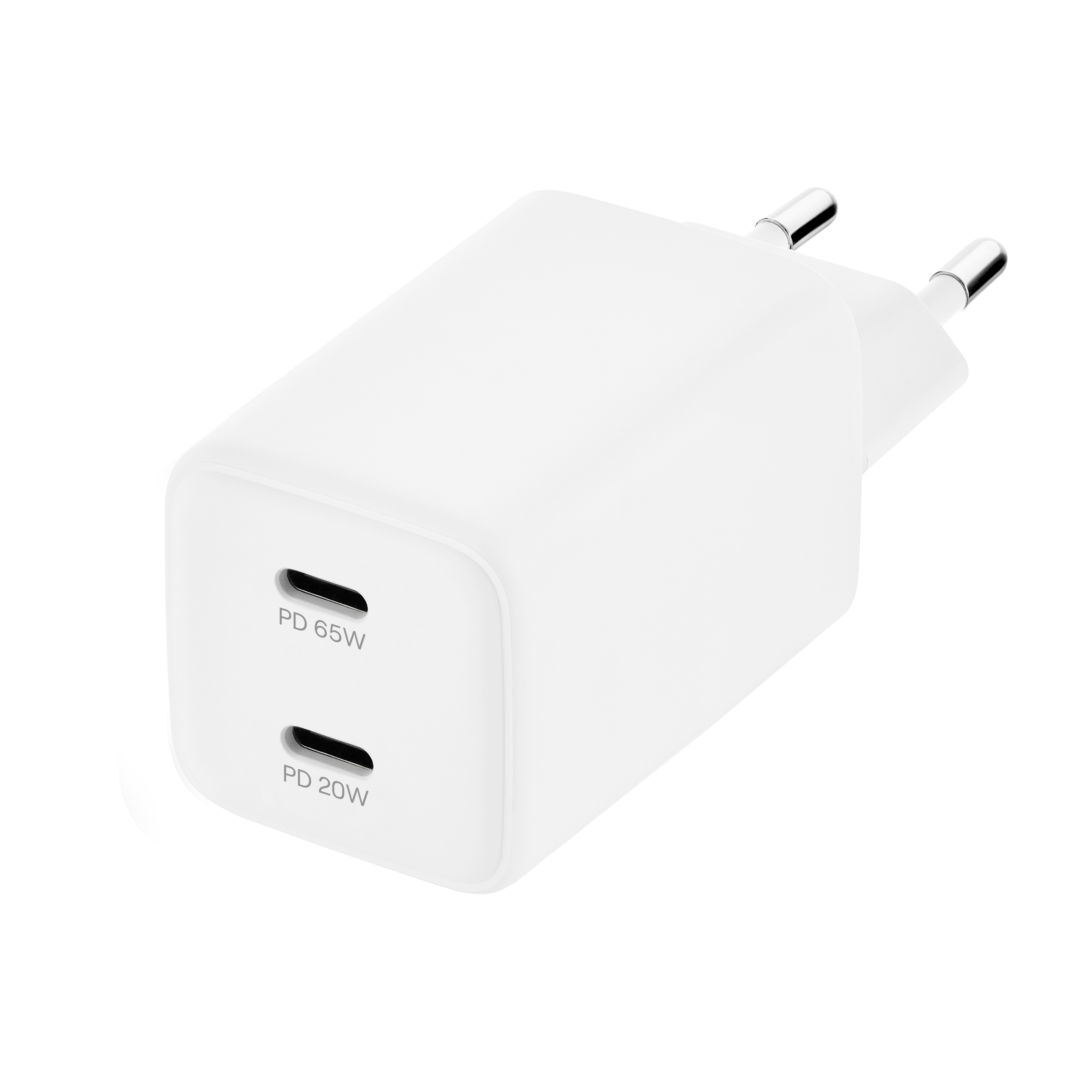 На фото изображено Сетевое зарядное устройство uBear Bridge USB-C, 65 Вт, GaN, белый