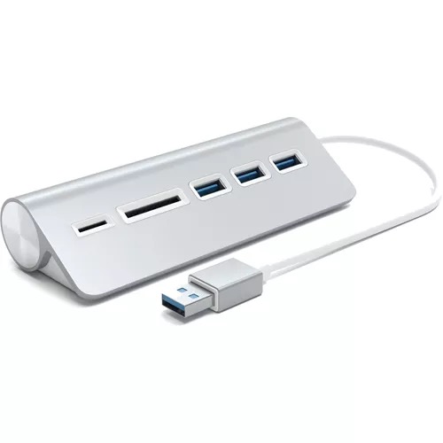 USB-хаб и кардридер Satechi Aluminum USB 30 Hub & Card Reader, серебряный