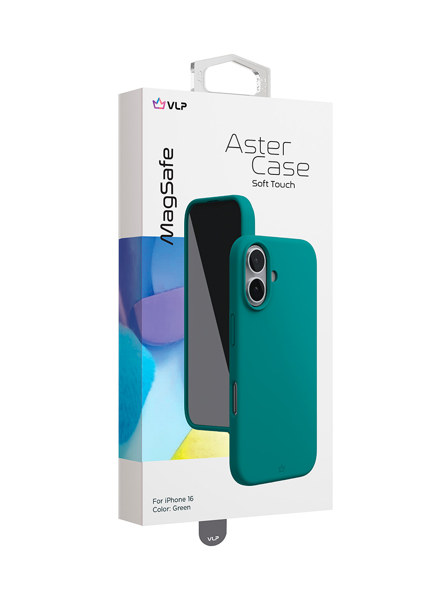 Чехол защитный VLP Aster Case с MagSafe для iPhone 16, зеленый