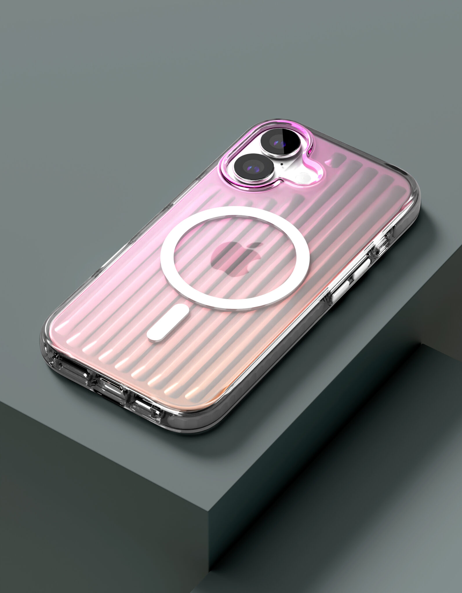 На фото изображено Чехол защитный VLP Pulse Case с MagSafe для iPhone 17, перламутровый