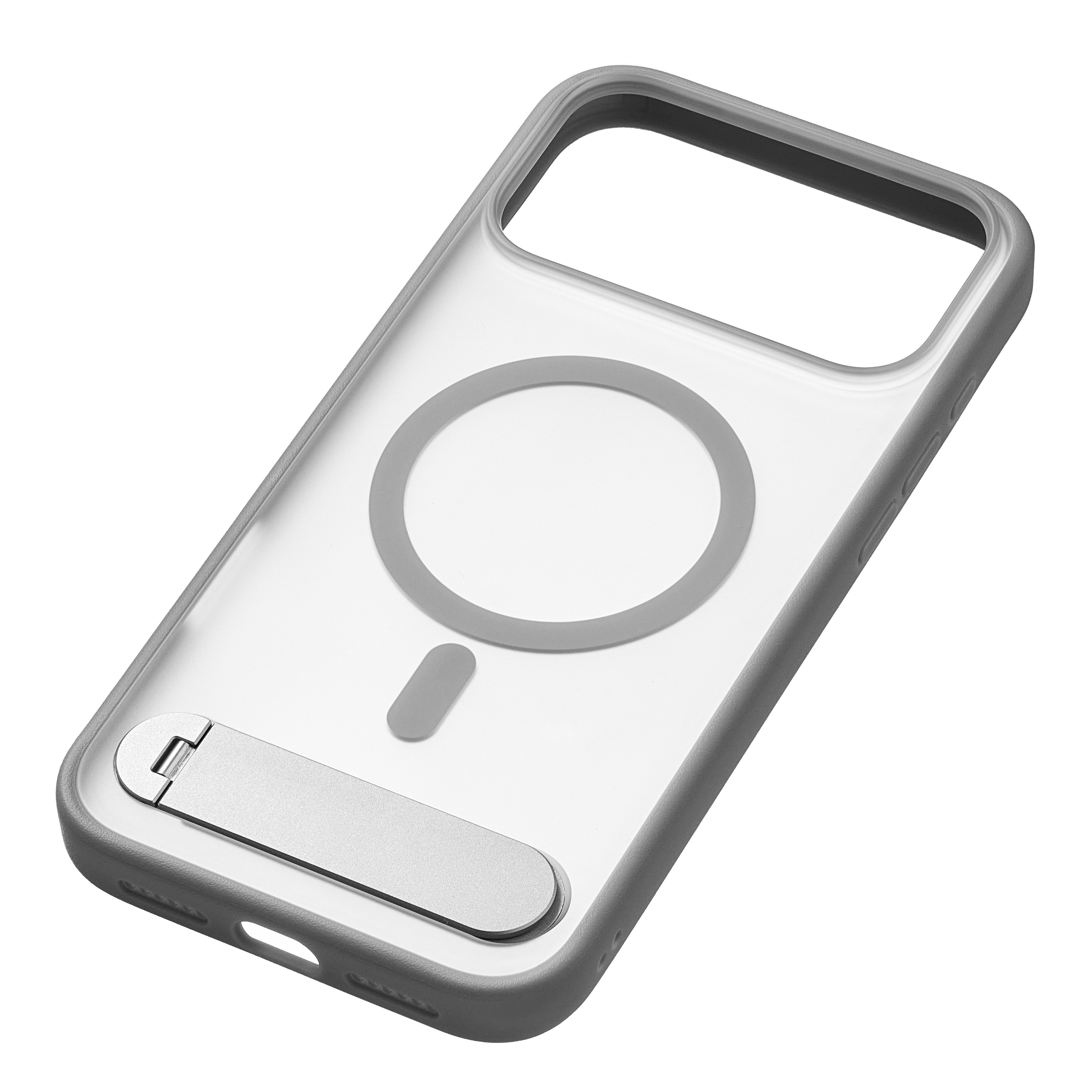 На фото изображено Чехол защитный uBear Stand 360° Mag Case для iPhone 17 Pro Max, серый