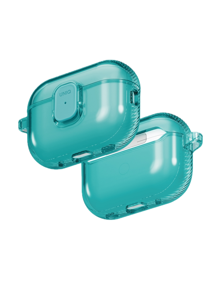 На фото изображено Чехол Uniq Glase PRO TPU для AirPods Pro 3, Teal