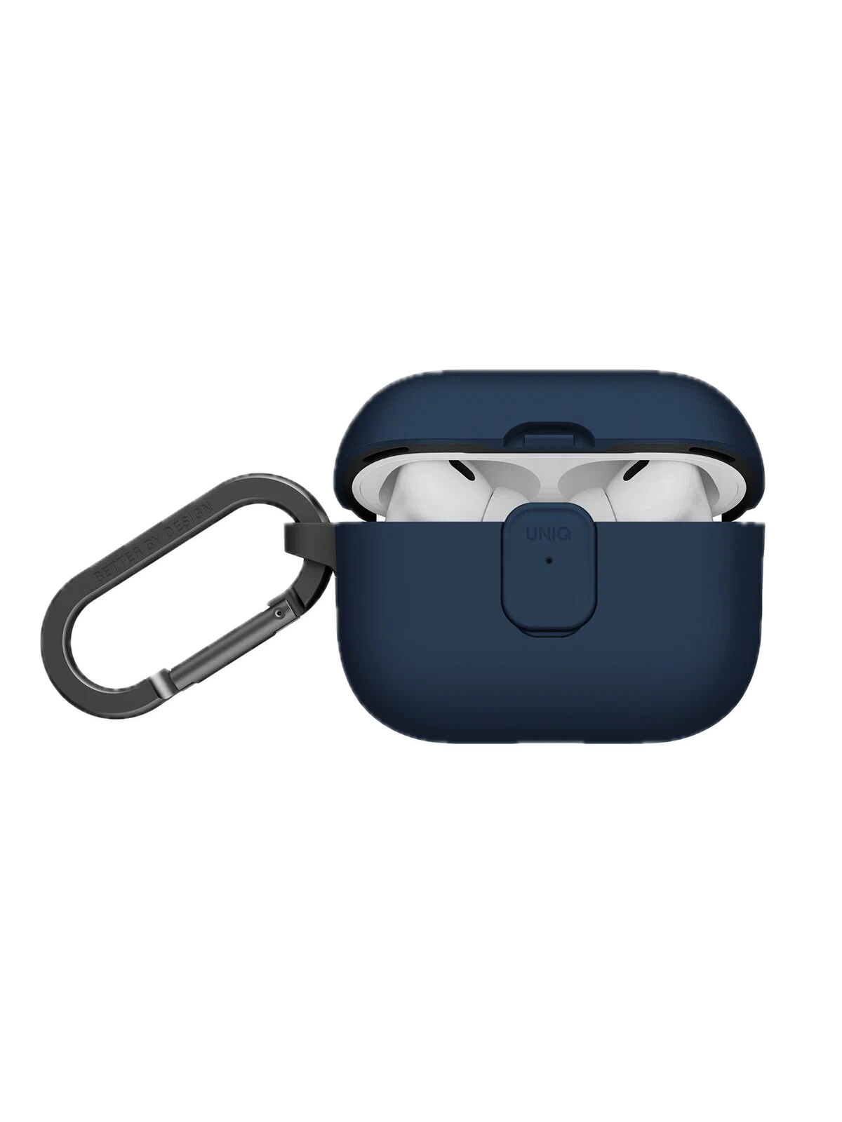 На фото изображено Чехол Uniq CLYDE Lock case для AirPods Pro 3, Royal Blue/Flint Grey