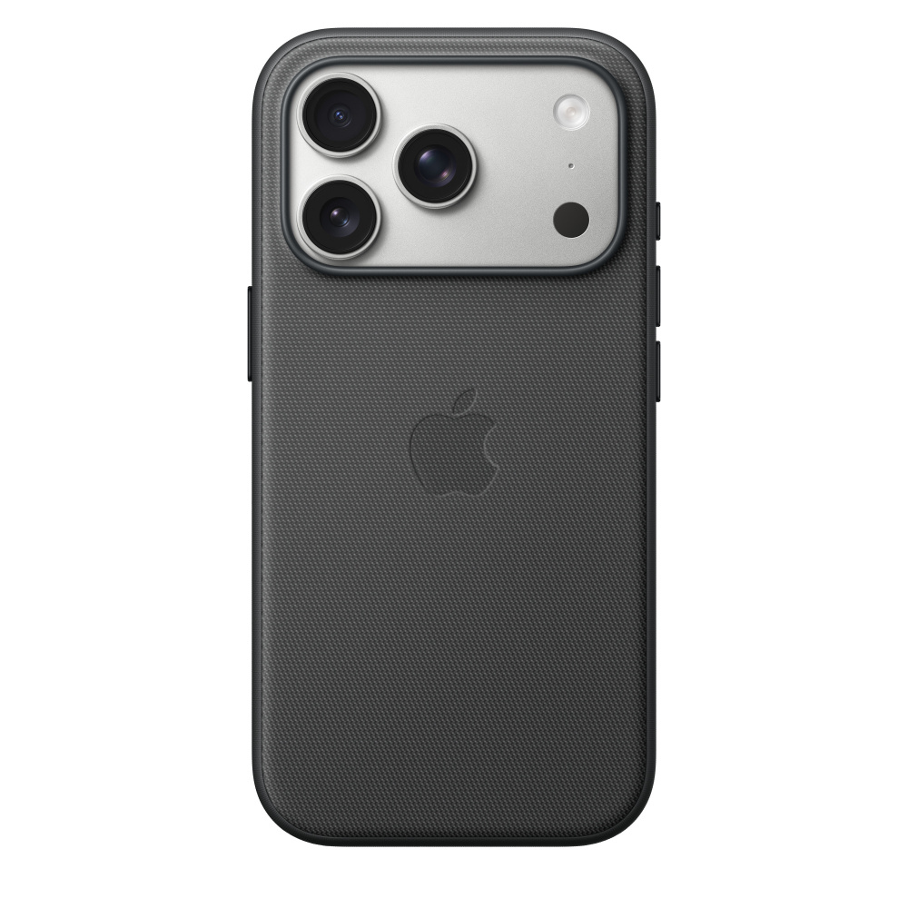 На фото изображено Чехол защитный Apple TechWoven Case with MagSafe для iPhone 17 Pro и Pro Max, чёрный