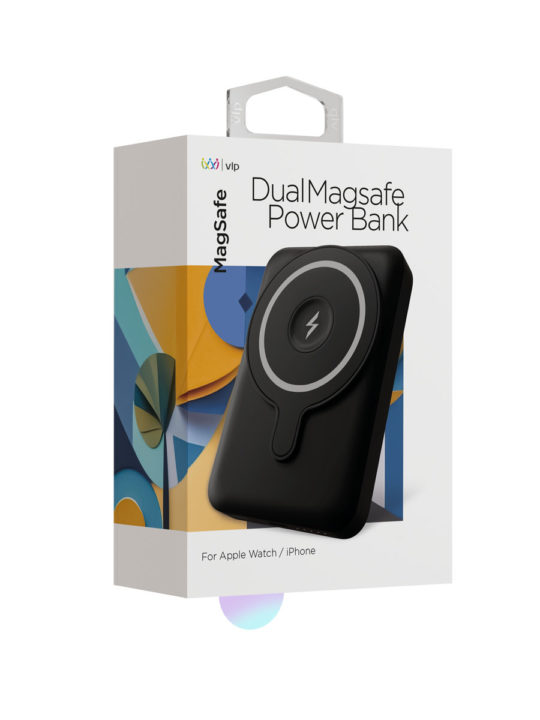 На фото изображено Аккумулятор внешний VLP Dual Magsafe PowerBank 10000 mAh, 3A, USB-C, черный