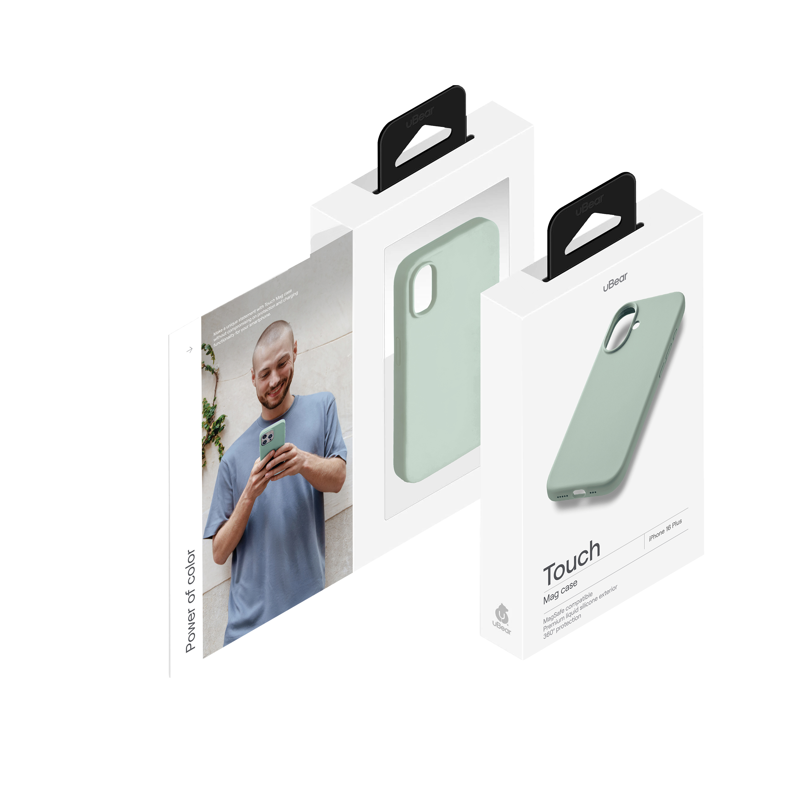 На фото изображено Чехол защитный uBear Touch Mag Case для iPhone 16 Plus, холодная мята