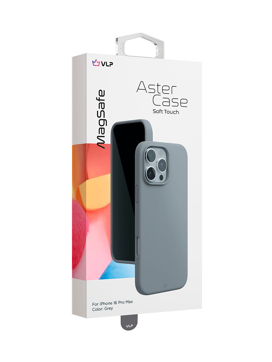 Чехол защитный VLP Aster Case с MagSafe для iPhone 16 Pro Max, серый