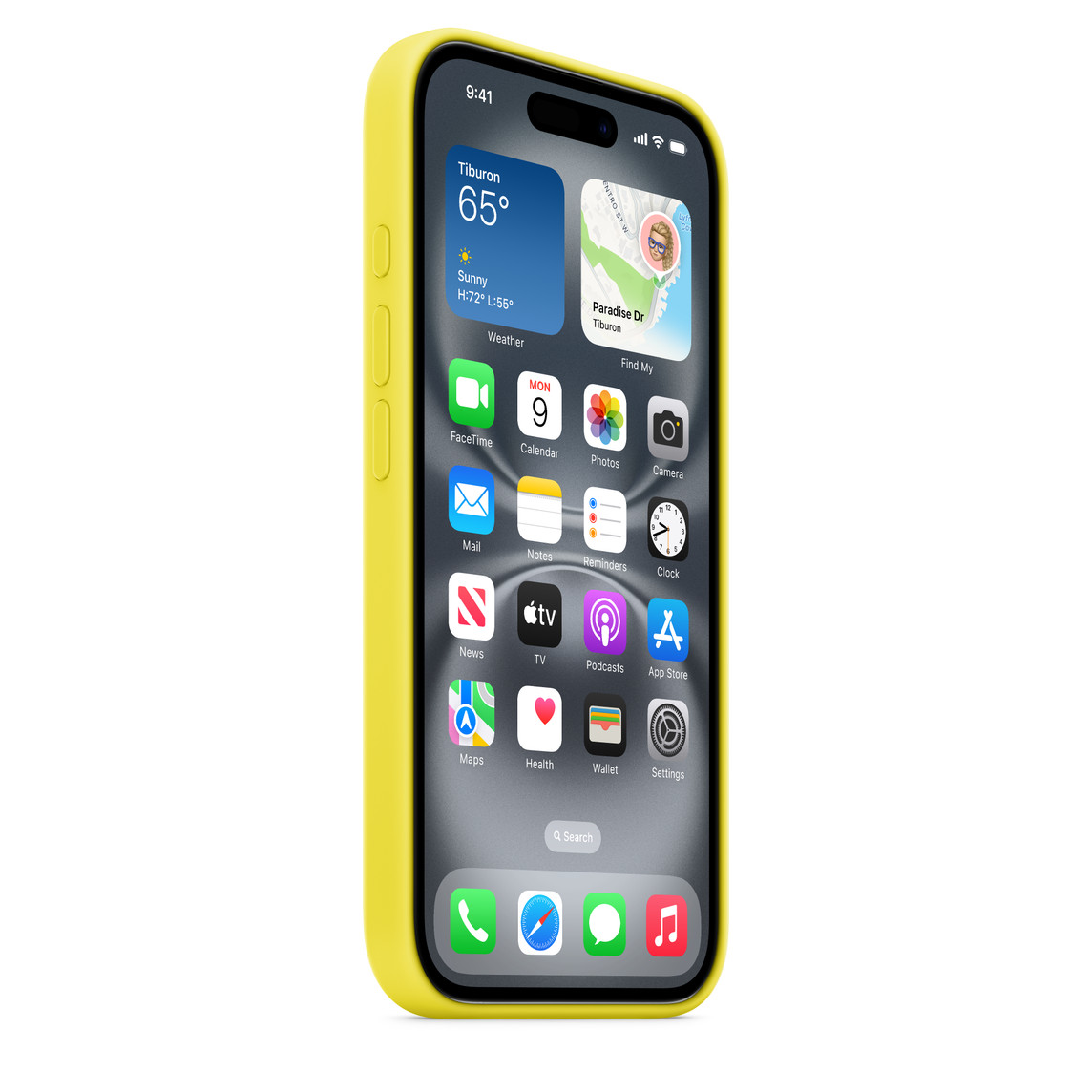 На фото изображено Чехол Apple для iPhone 16 Silicone with MagSafe, желтый