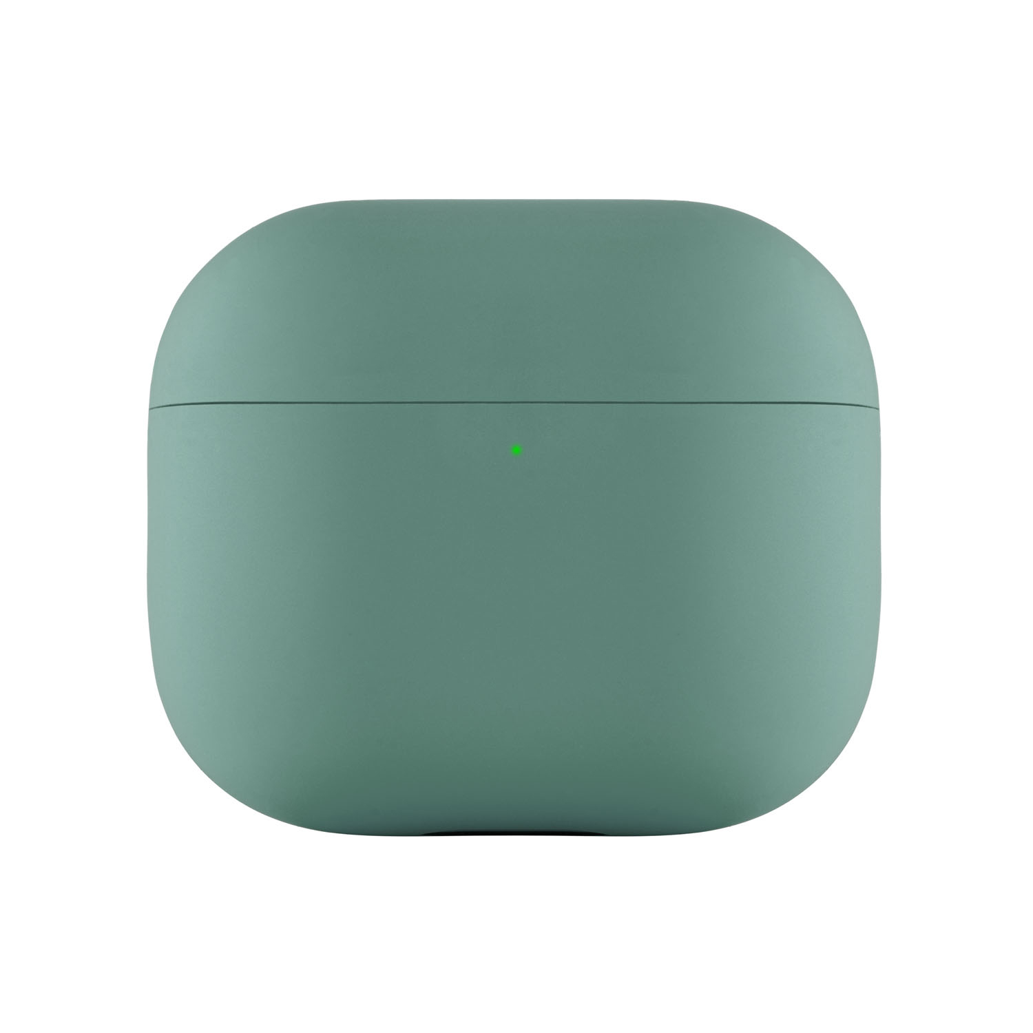 На фото изображено Ультратонкий силиконовый чехол Touch Case для AirPods 3, зелёный
